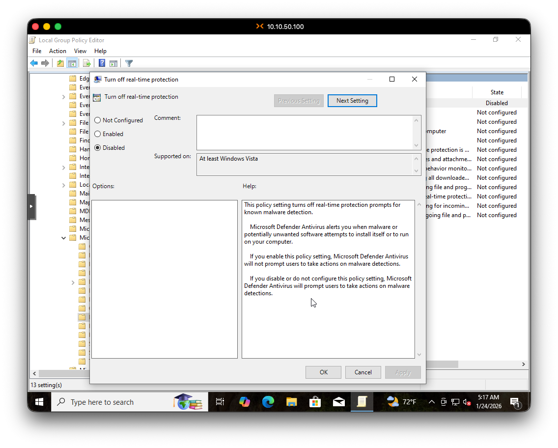 Disabling Real-time Protection
